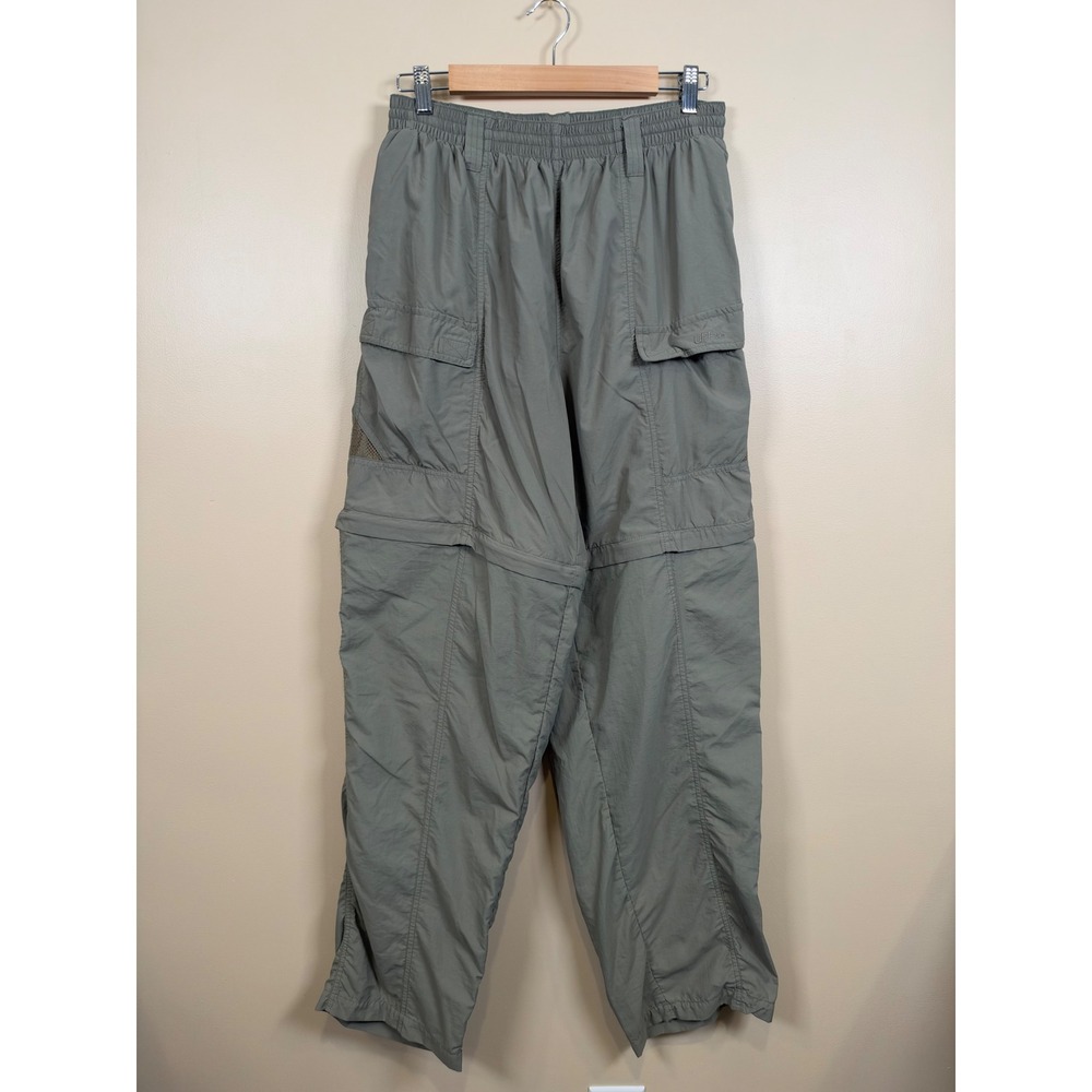 Columbia PFG Convertible Cargo Pants Mens L Green Relaxed Zip Off UPF 30 Outdoor